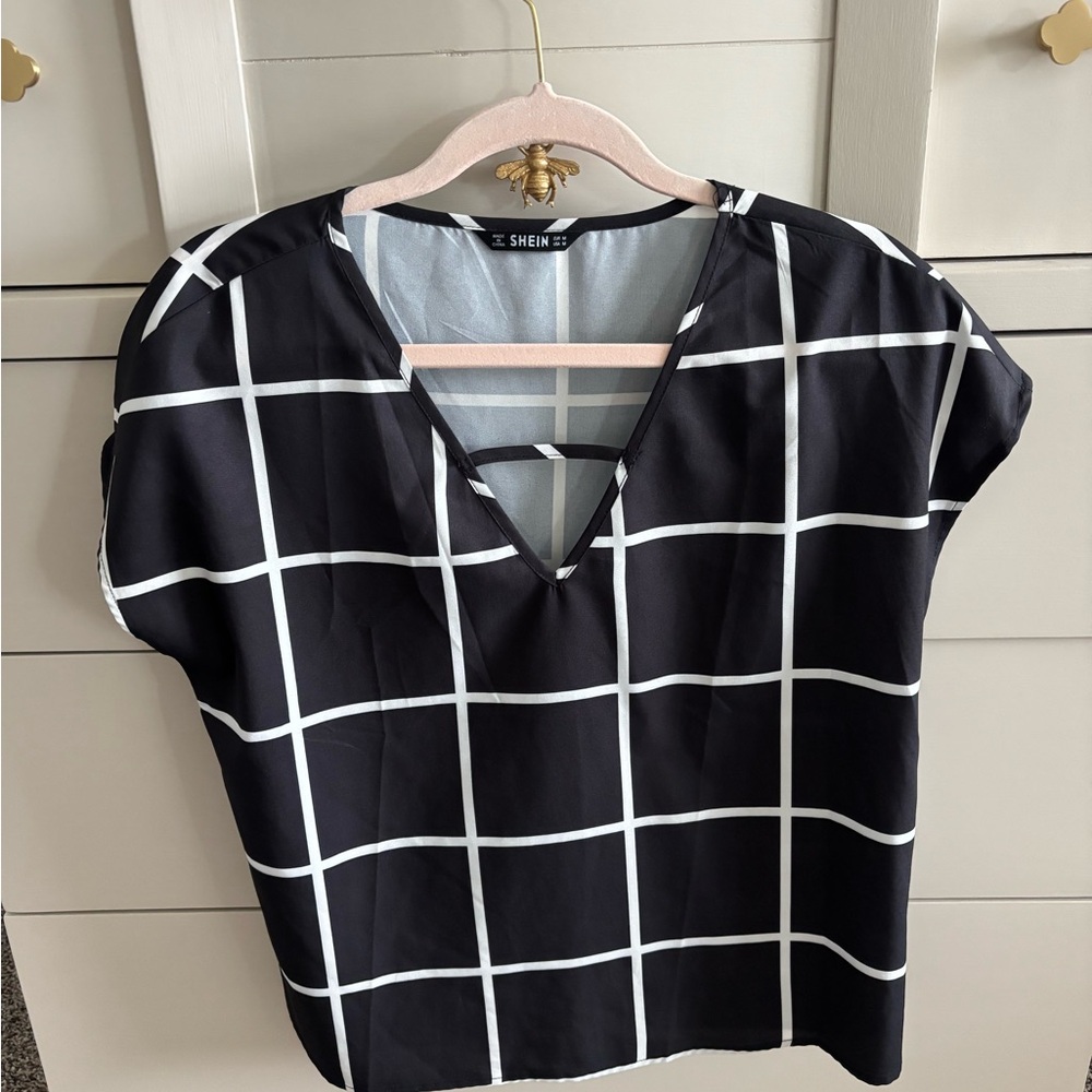 SHEIN Black and White Boxy Blouse